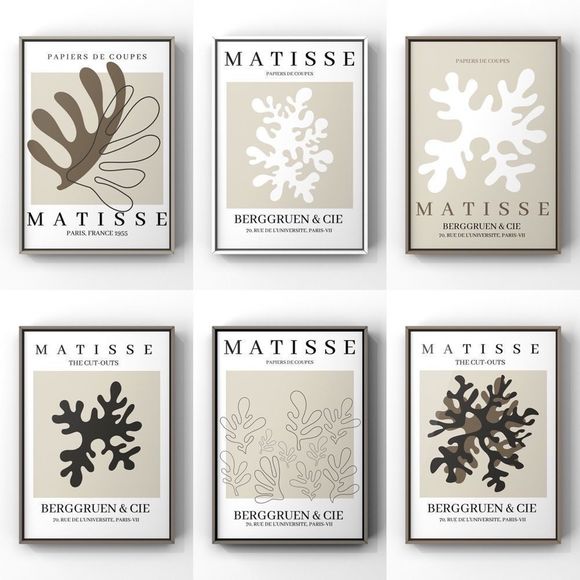 Henri Matisse Paris France floral abstract neutral tan & black gallery wall art - Picture 3 of 3